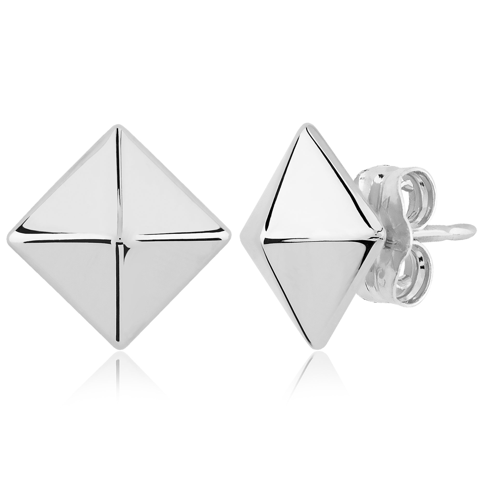 CARLA STERLING SILVER 6MM PYRAMID POST STUD EARRINGS
