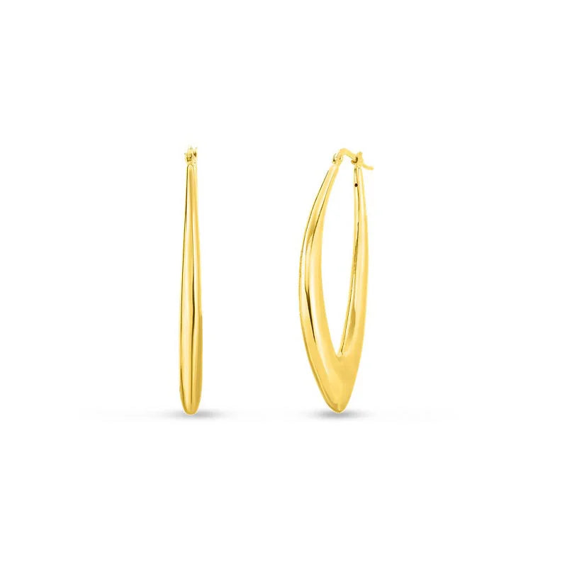 Roberto Coin 18K Yellow Designer Gold Graduated Marquis Shaped Hoop Earrings