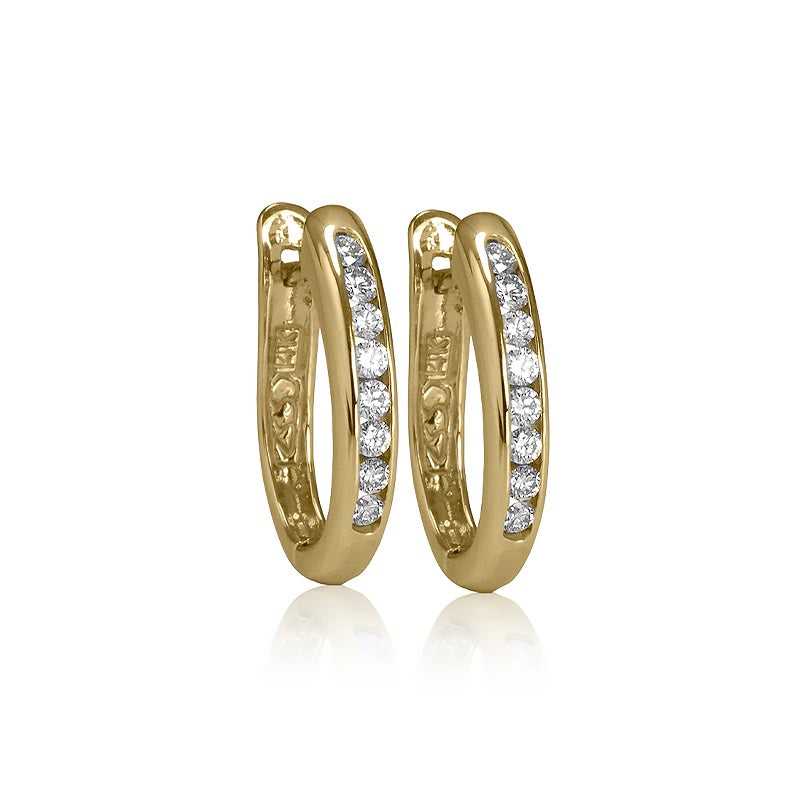 14K Yellow Gold Huggie Diamond Earrings