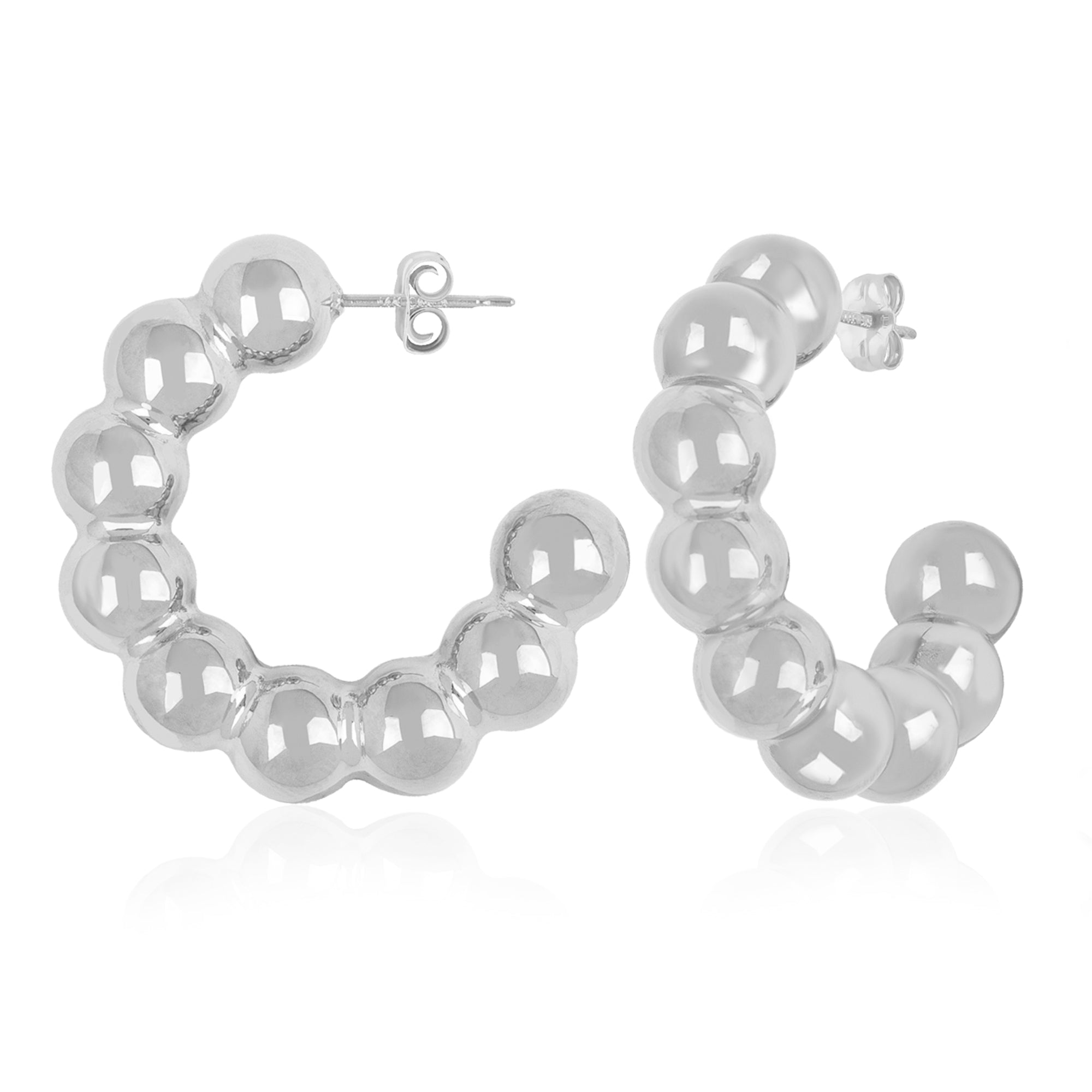 CARLA STERLING SILVER LARGE MULTI BEAD HOOP