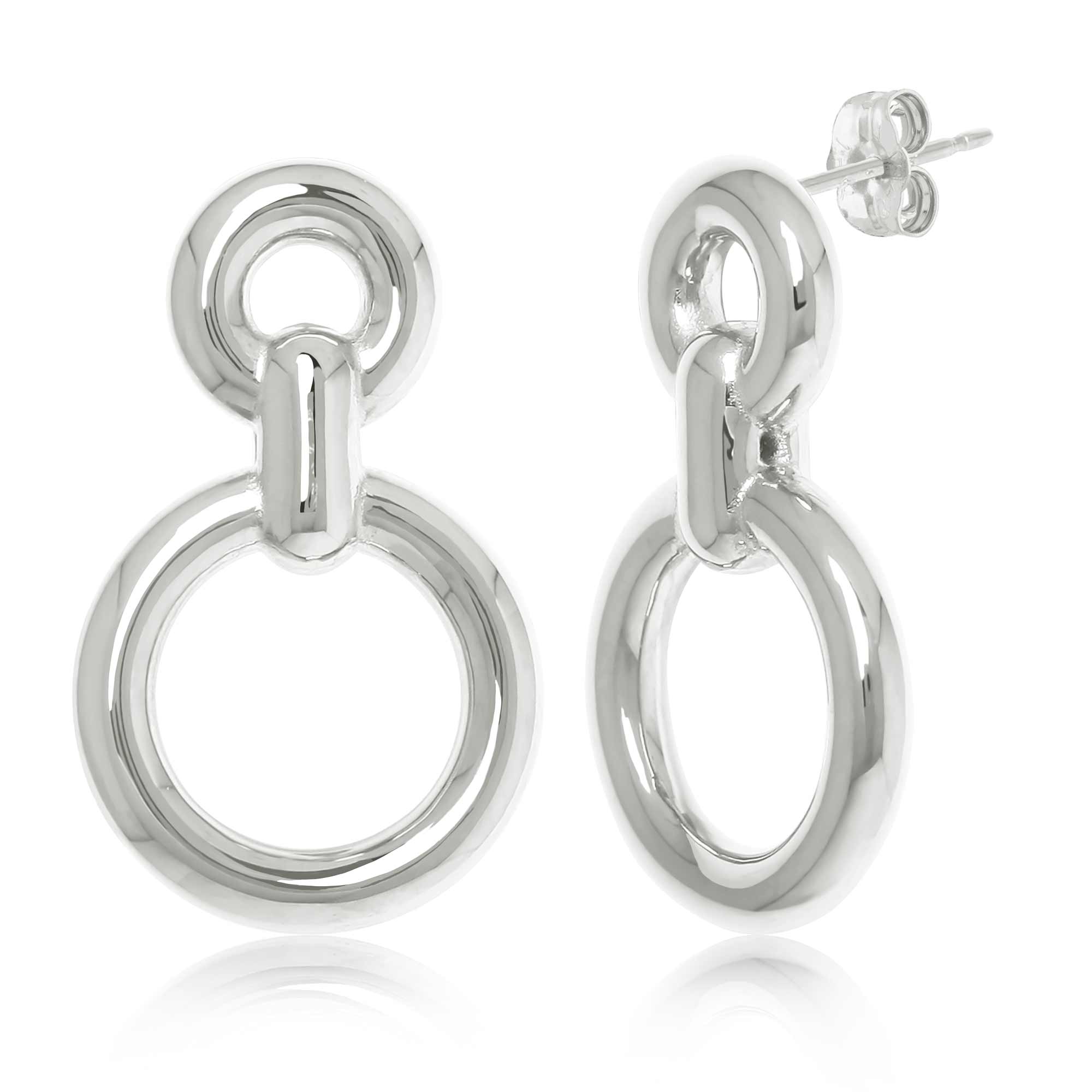 CARLA STERLING SILVER LINKED DOUBLE DONUT POST EARRINGS