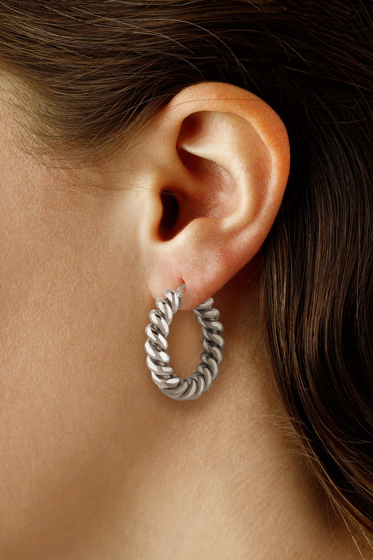 CARLA STERLING SILVER LARGE SPIRAL TWIST HOOP