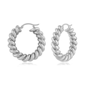 CARLA STERLING SILVER LARGE SPIRAL TWIST HOOP