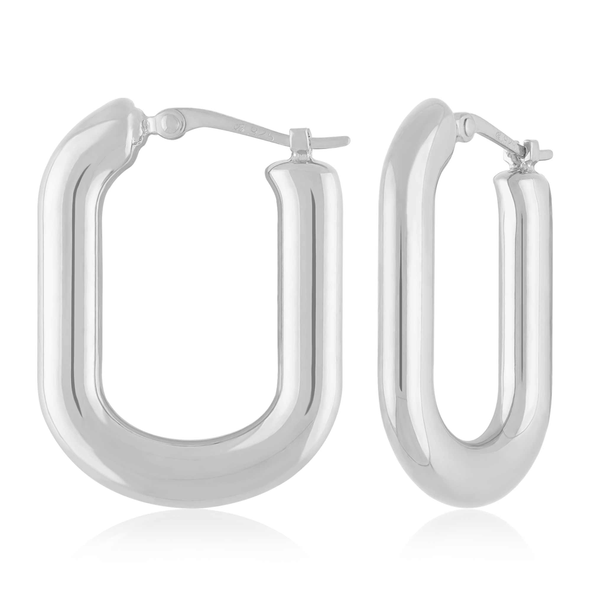 CARLA STERLING SILVER MEDIUM FLAT OVAL HOOPS