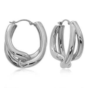 CARLA STERLING SILVER INTERLOCKING TEAR DROP HOOP EARRINGS