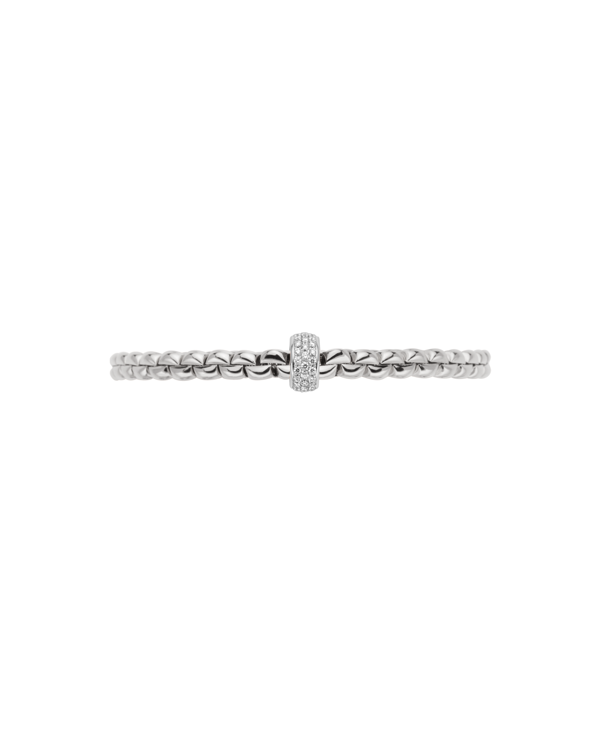 FOPE 18K WHITE GOLD EKA FLEX'IT BRACELET WITH DIAMOND RONDEL 0.37CT TW, SIZE MEDIUM