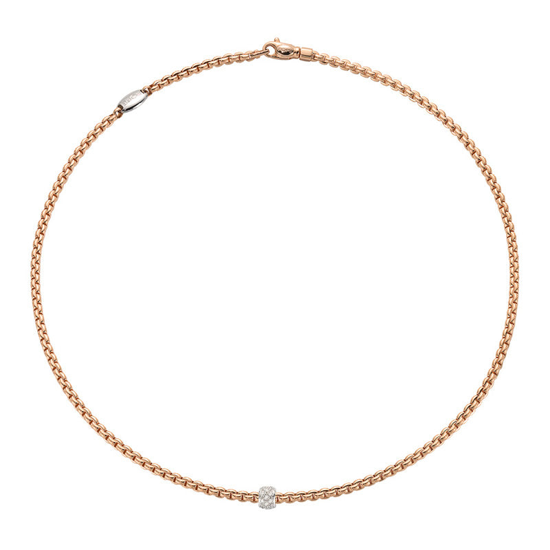 Fope Eka Tiny Rose Gold & Diamond Necklace