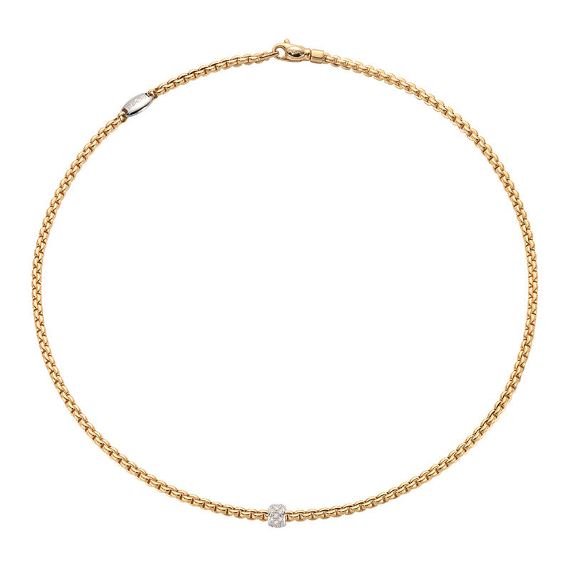 Fope Eka Tiny Yellow Gold & Diamond Necklace