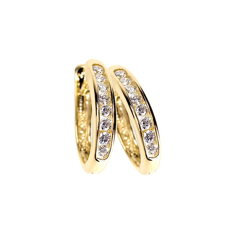 Max Strauss 14K Yellow Gold Channel Set Huggie Earrings with Diamonds (GH/SI) Measuring 0.52 Total Carat Weight. Also Available in White Gold