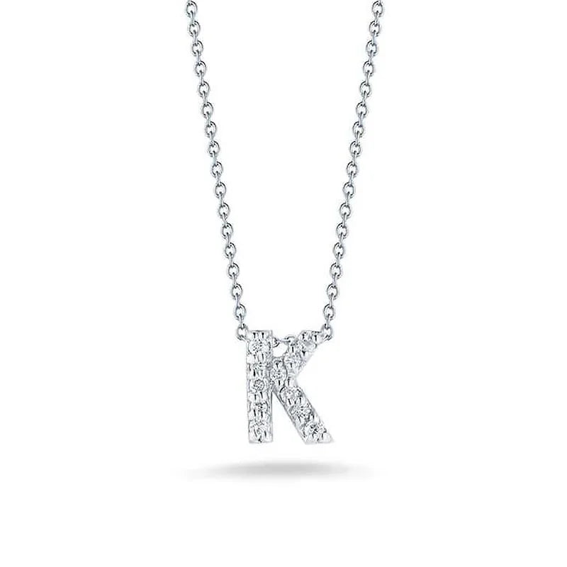 Roberto Coin 18K White Gold Tiny Treasures Diamond Letter ‘K’ Pendant