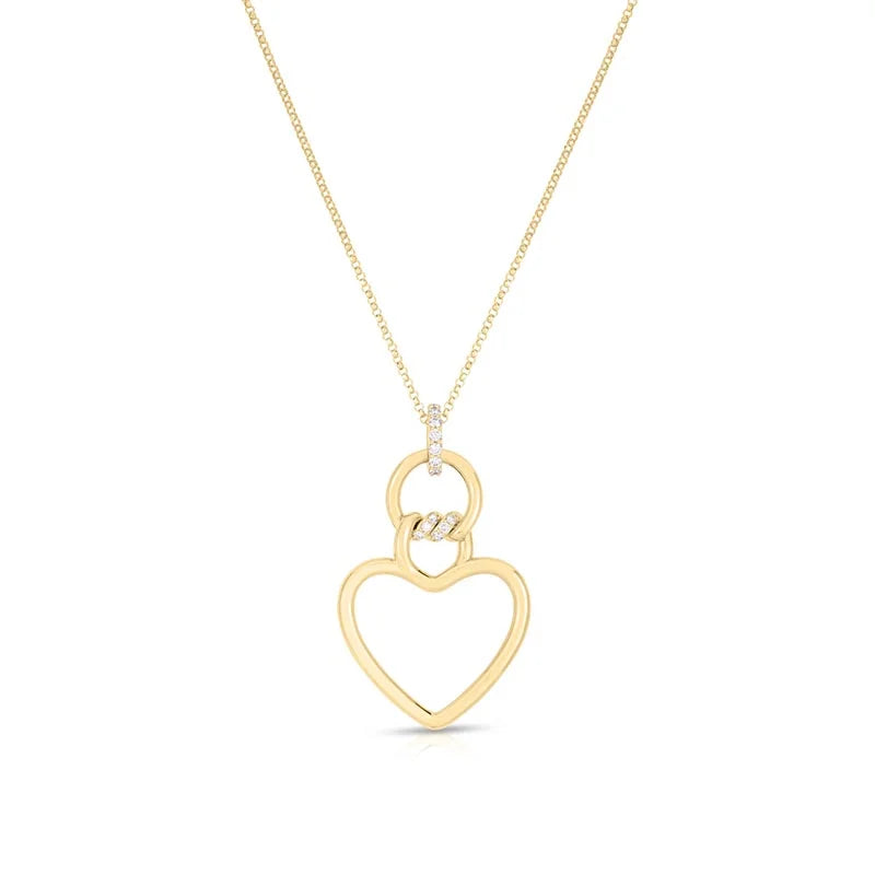 Roberto Coin 18K Yellow Gold Cialoma Large Diamond Heart Necklace