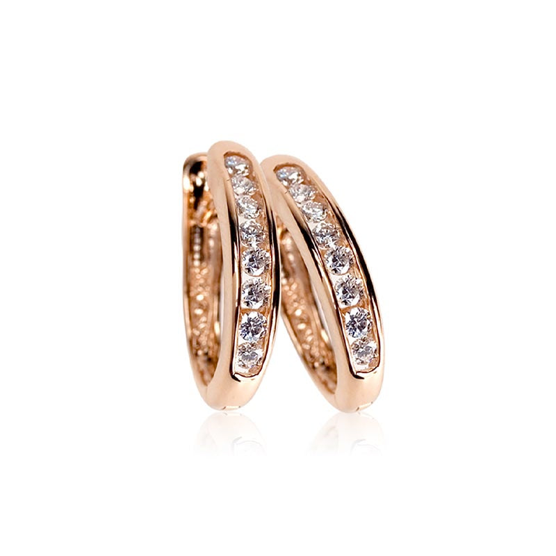 Max Strauss14K Rose Gold Huggie Diamond Earrings