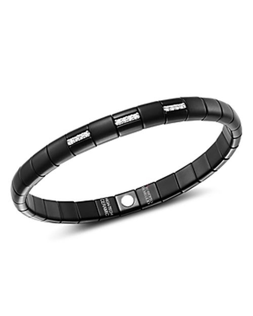 ROBERTO DEMEGLIO MATTE BLACK CERAMIC BRACELET WITH THREE ALTERNATING DIAMOND BARS, 0.11CT TW