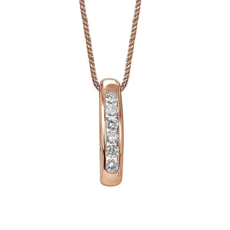 Max Strauss 14K White or Rose Gold Diamond Channel Set Pendant 0.50CTTW