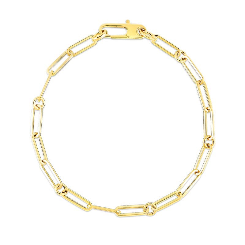 Roberto Coin 18K Yellow Gold Paperclip and Round Link 7 Inch Bracelet