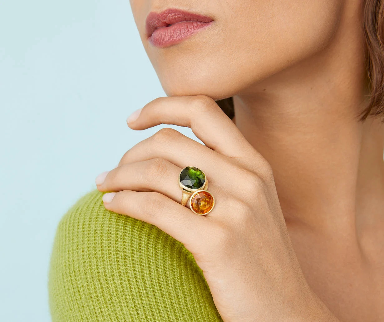 MARCO BICEGO JAIPUR COLOUR 18K YELLOW GOLD BEZEL SET CITRINE QUARTZ RING, FINGER SIZE 7