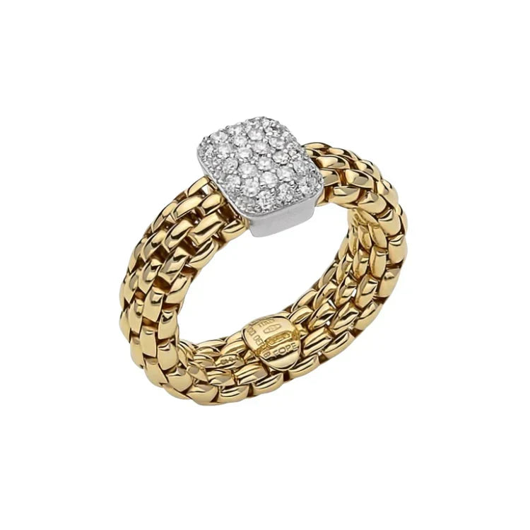 FOPE 18K YELLOW AND WHITE GOLD VENDOME RING 0.41CT TW, SIZE MEDIUM