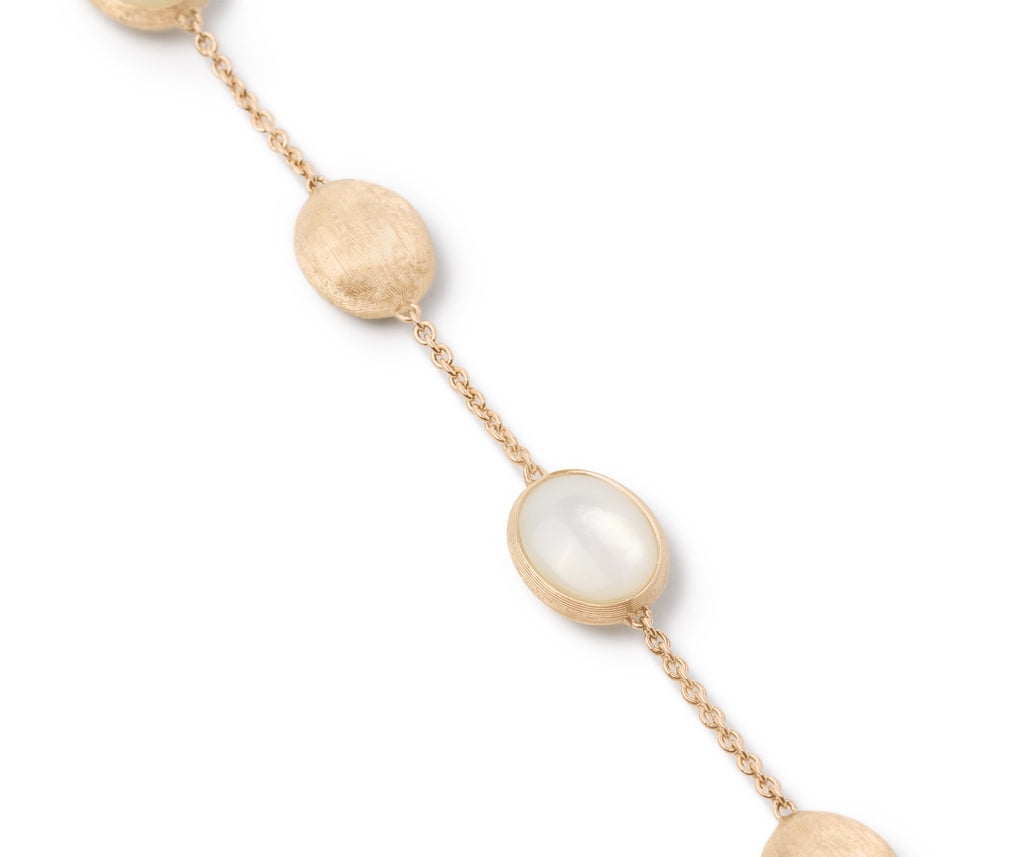 MARCO BICEGO SIVIGLIA 18K YELLOW GOLD BRACELET WITH OVALS AND MOTHER OF PEARL, SIZE 7.25