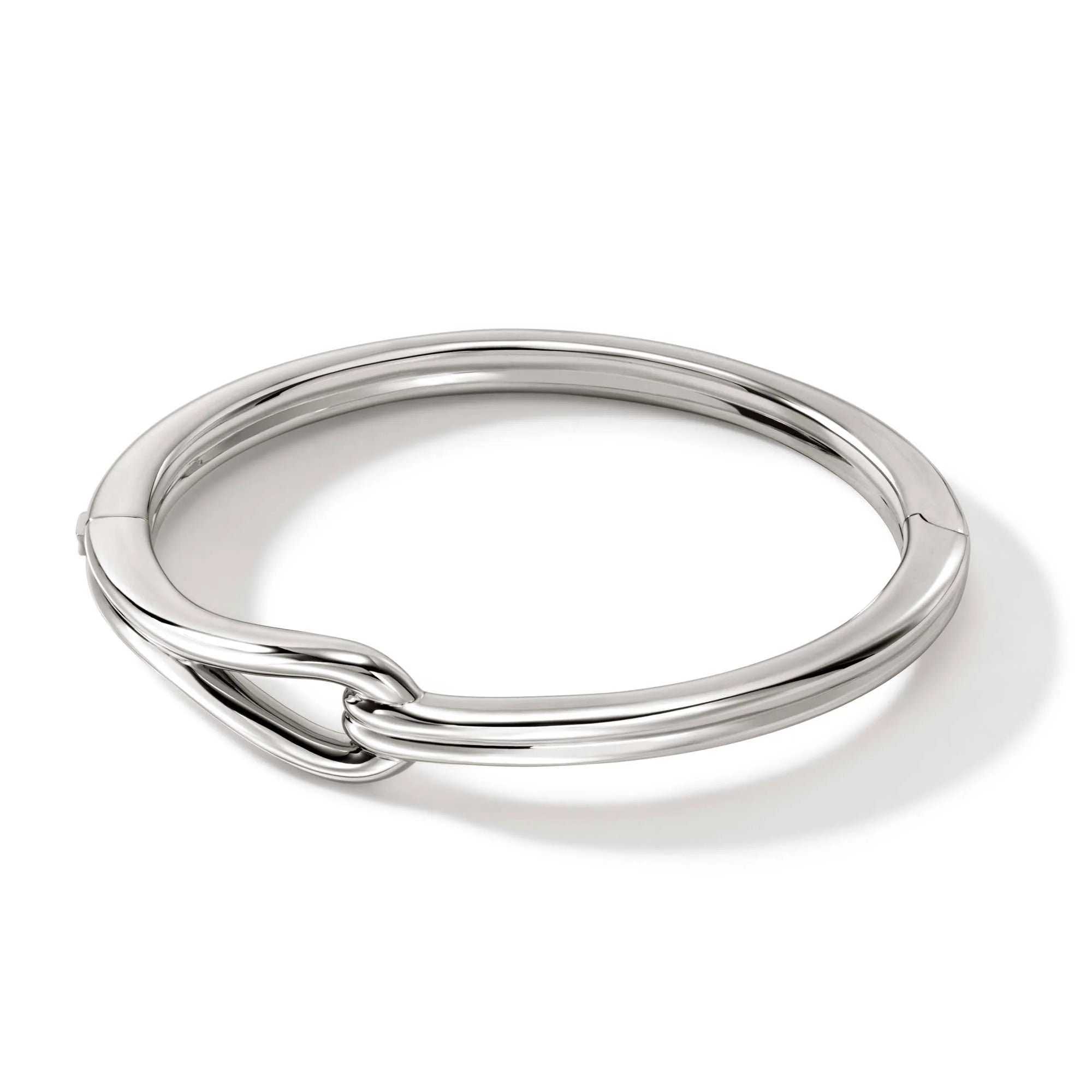 JOHN HARDY STERLING SILVER SURF 12.5MM HINGED BANGLE, SIZE MEDIUM