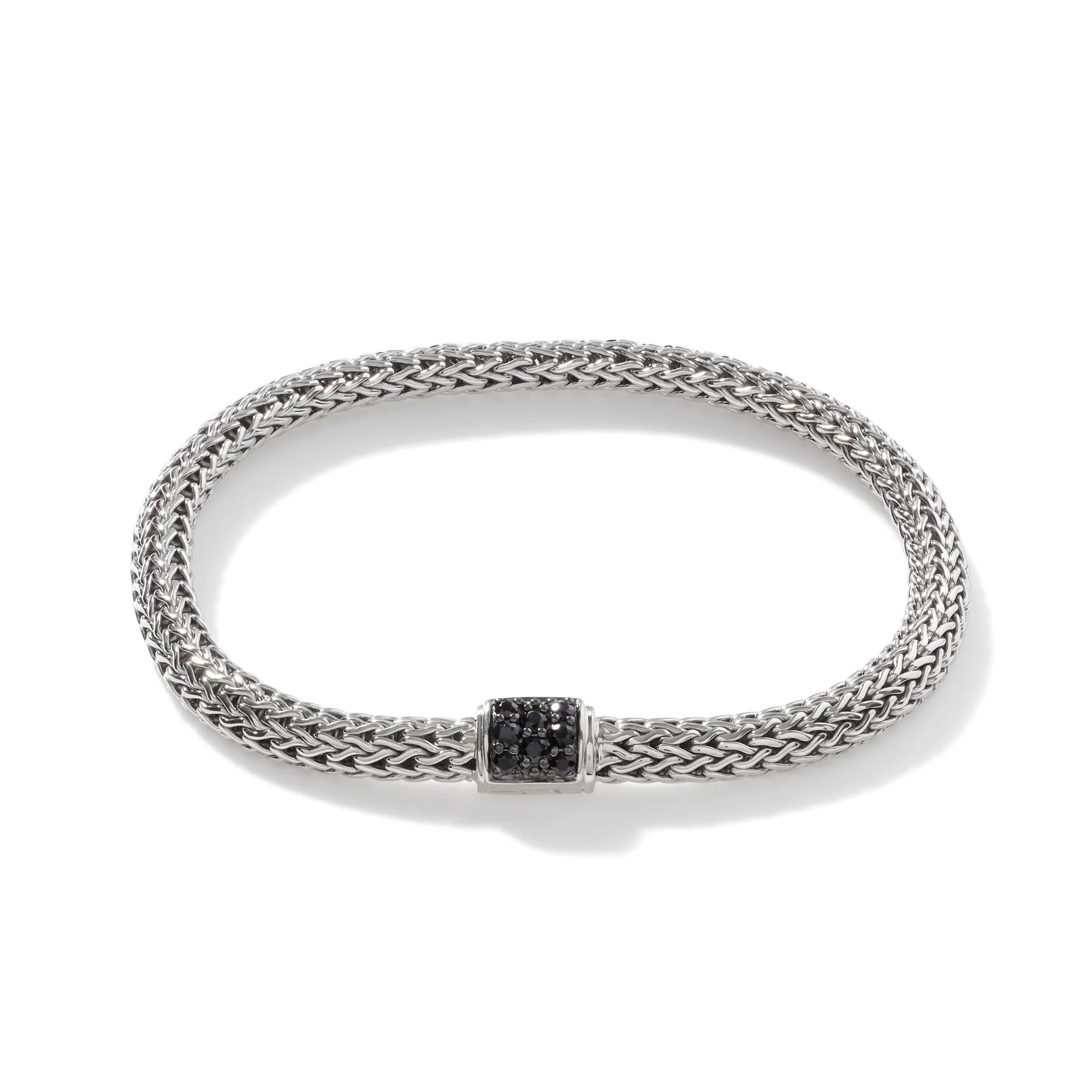 JOHN HARDY STERLING SILVER CLASSIC CHAIN LAVA EXTRA SMALL BRACELET WITH BLACK SAPPHIRES - SIZE SMALL