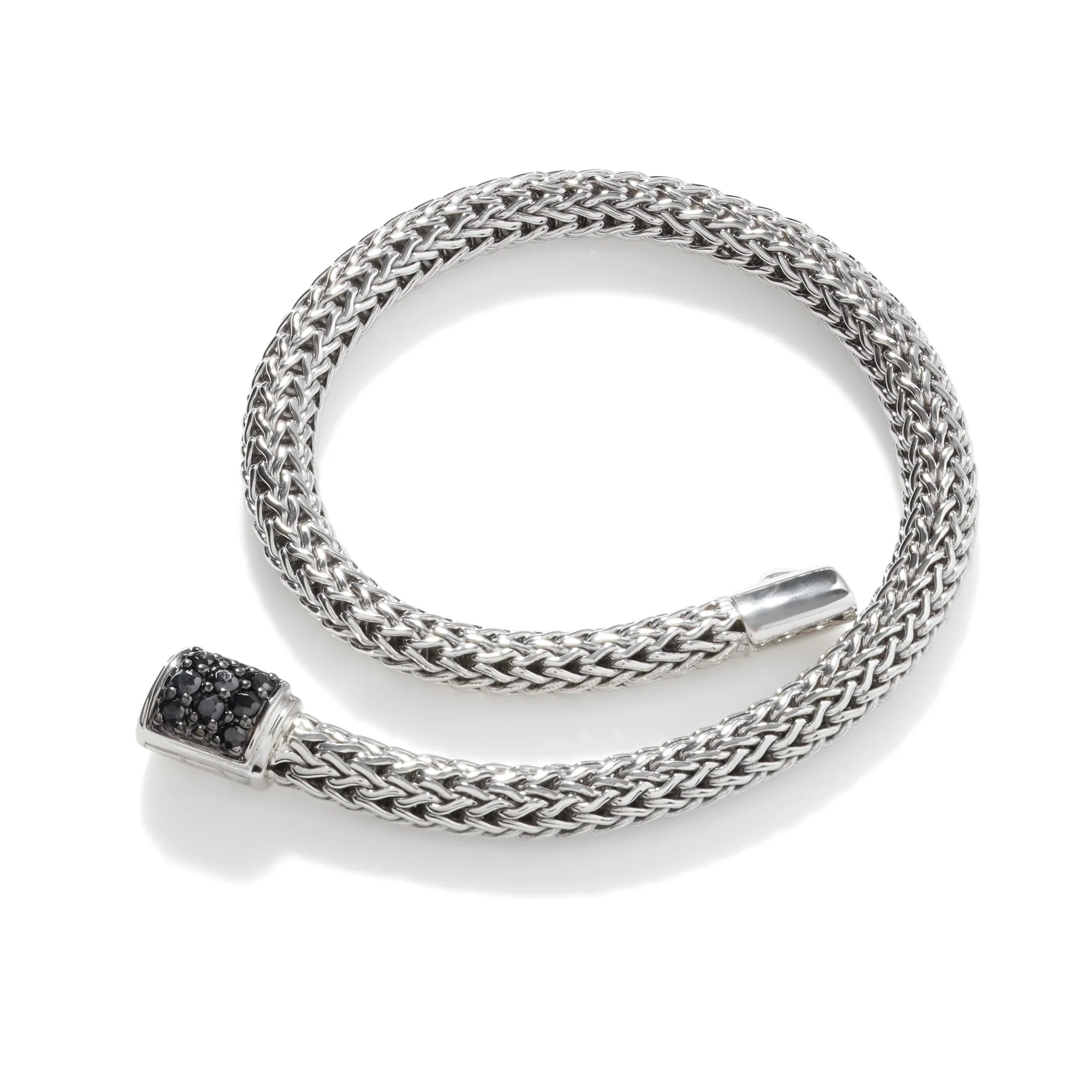 JOHN HARDY STERLING SILVER CLASSIC CHAIN LAVA EXTRA SMALL BRACELET WITH BLACK SAPPHIRES - SIZE SMALL