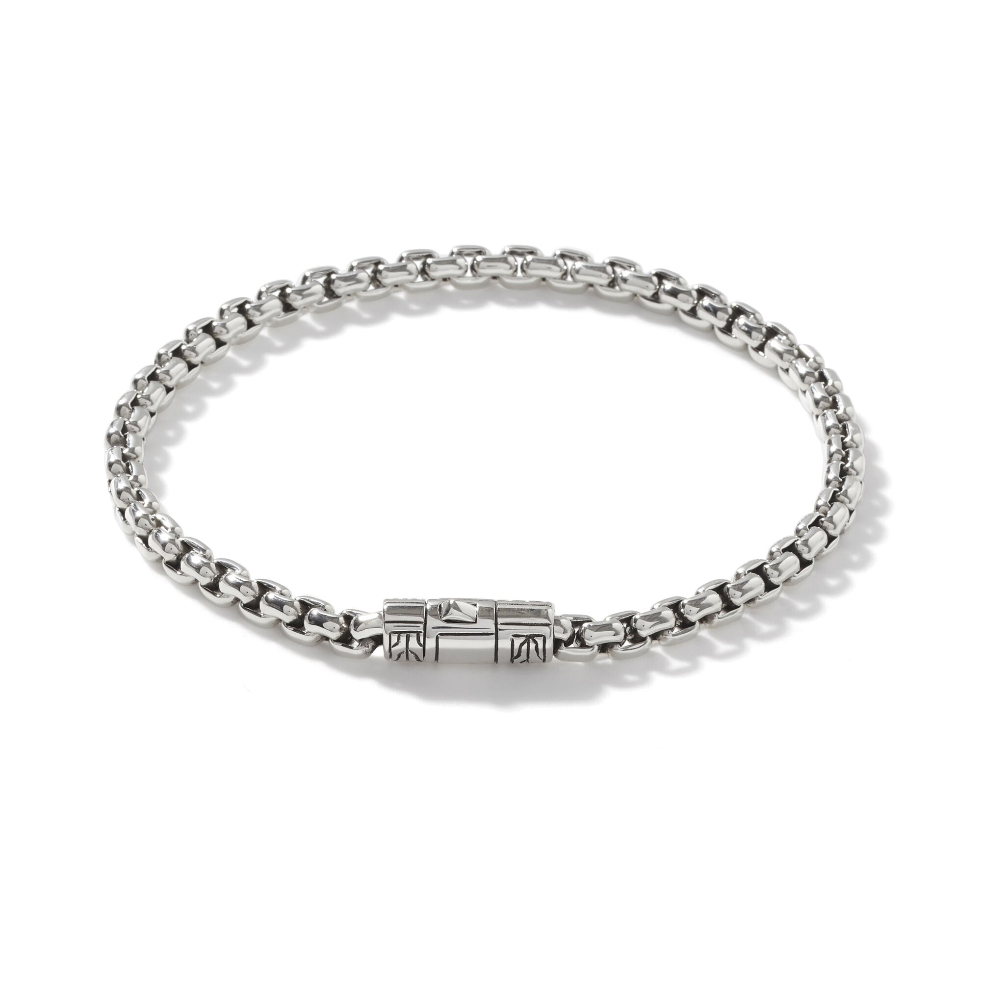 JOHN HARDY CLASSIC CHAIN STERLING SILVER 4.8MM BOX CHAIN BRACELET WITH PUSHER CLASP, SIZE LARGE