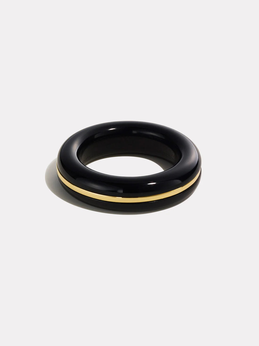 PARIAH ESSENTIAL STACKING RING 14K RECYCLED YELLOW GOLD AND NATURAL GREEN MOSS AGATE
