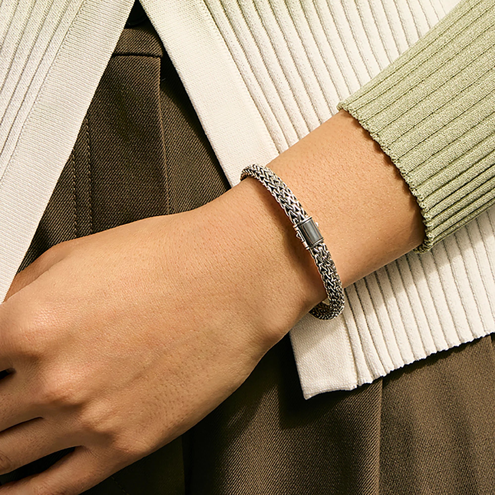 JOHN HARDY ICON STERLING SILVER 6.5MM BRACELET, SIZE MEDIUM