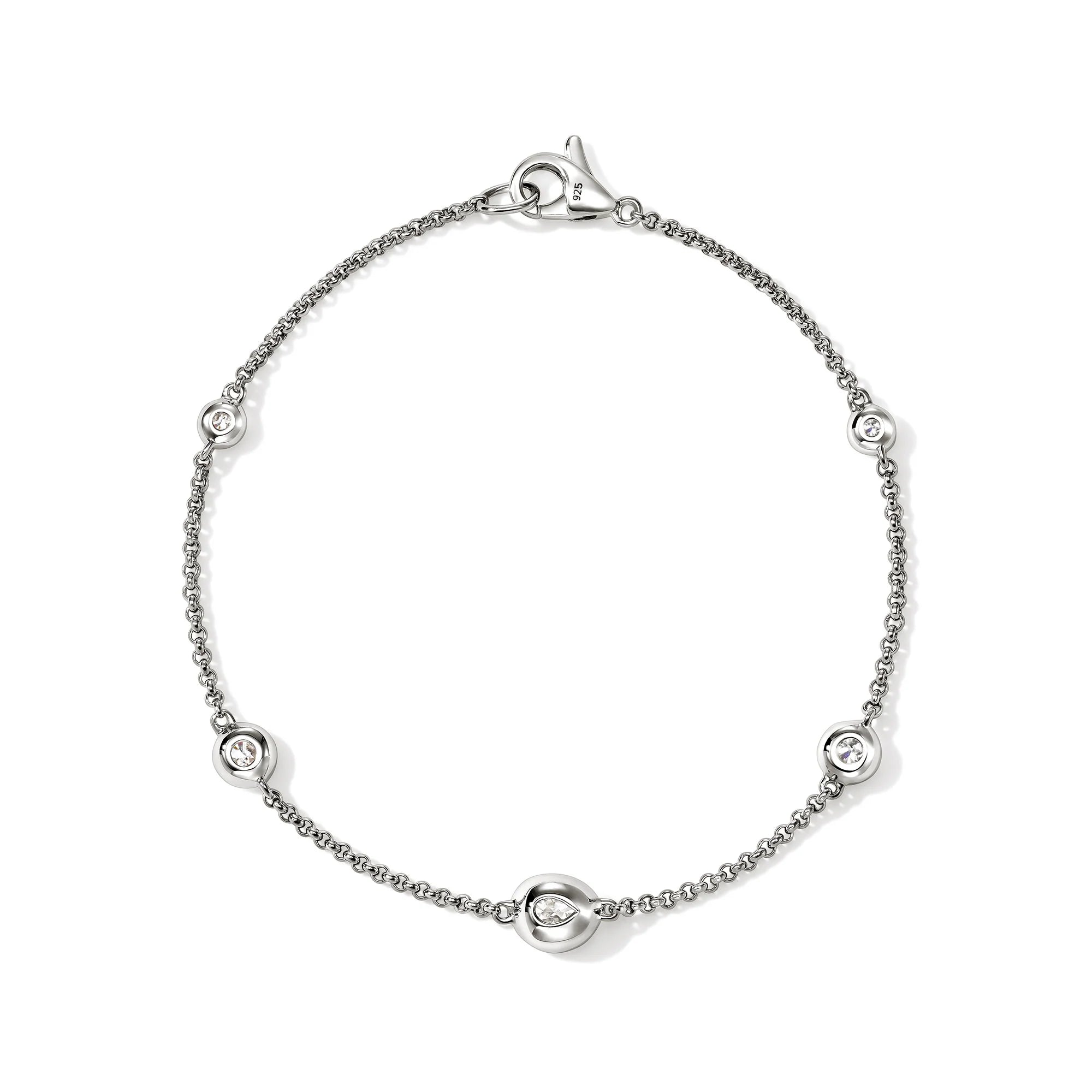 JOHN HARDY LOVESTRUCK STERLING SILVER BRACELET WITH LAB GROWN DIAMONDS 1.45CT TW, SIZE SMALL