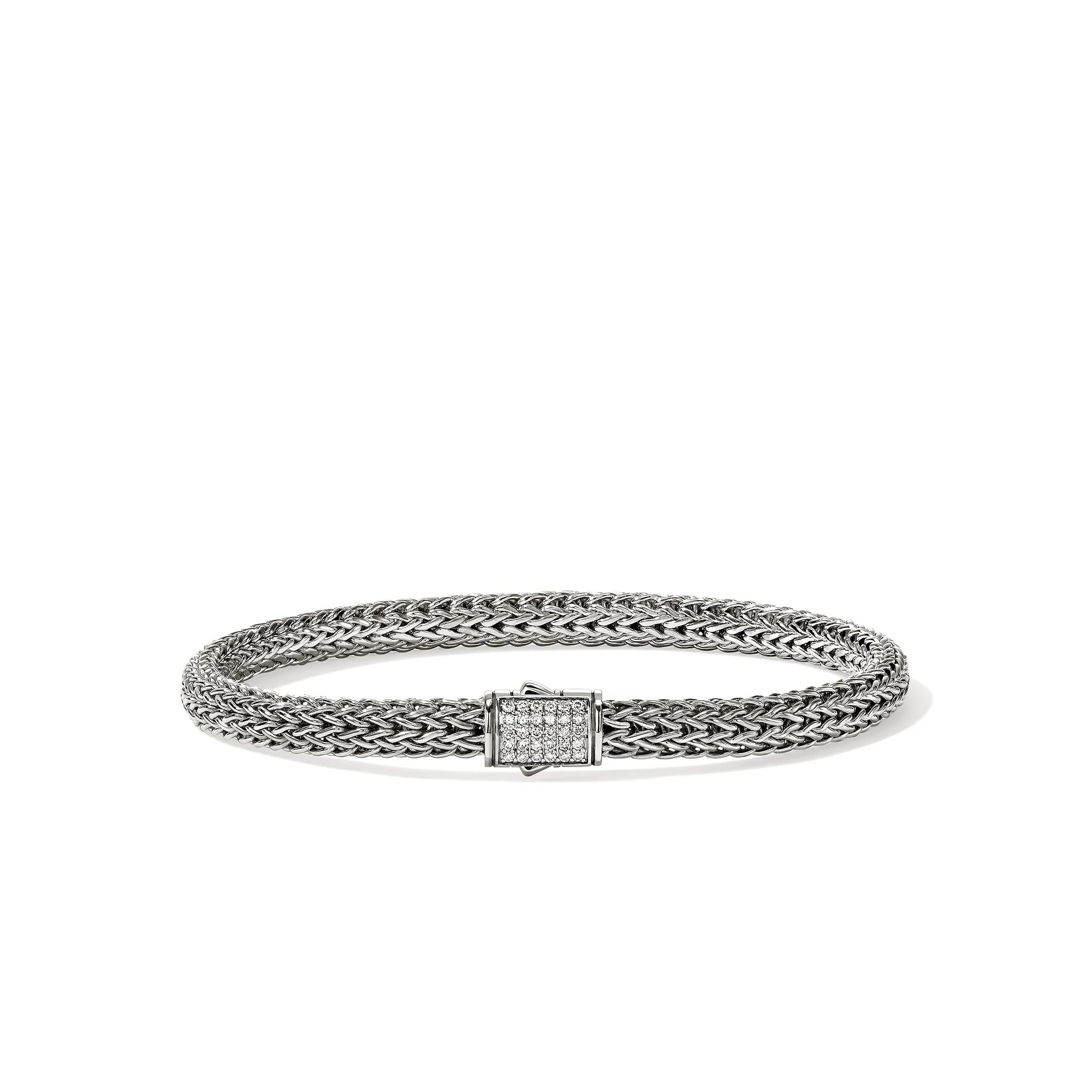 JOHN HARDY ICON BRACELET, STERLING SILVER, DIAMONDS, 5MM