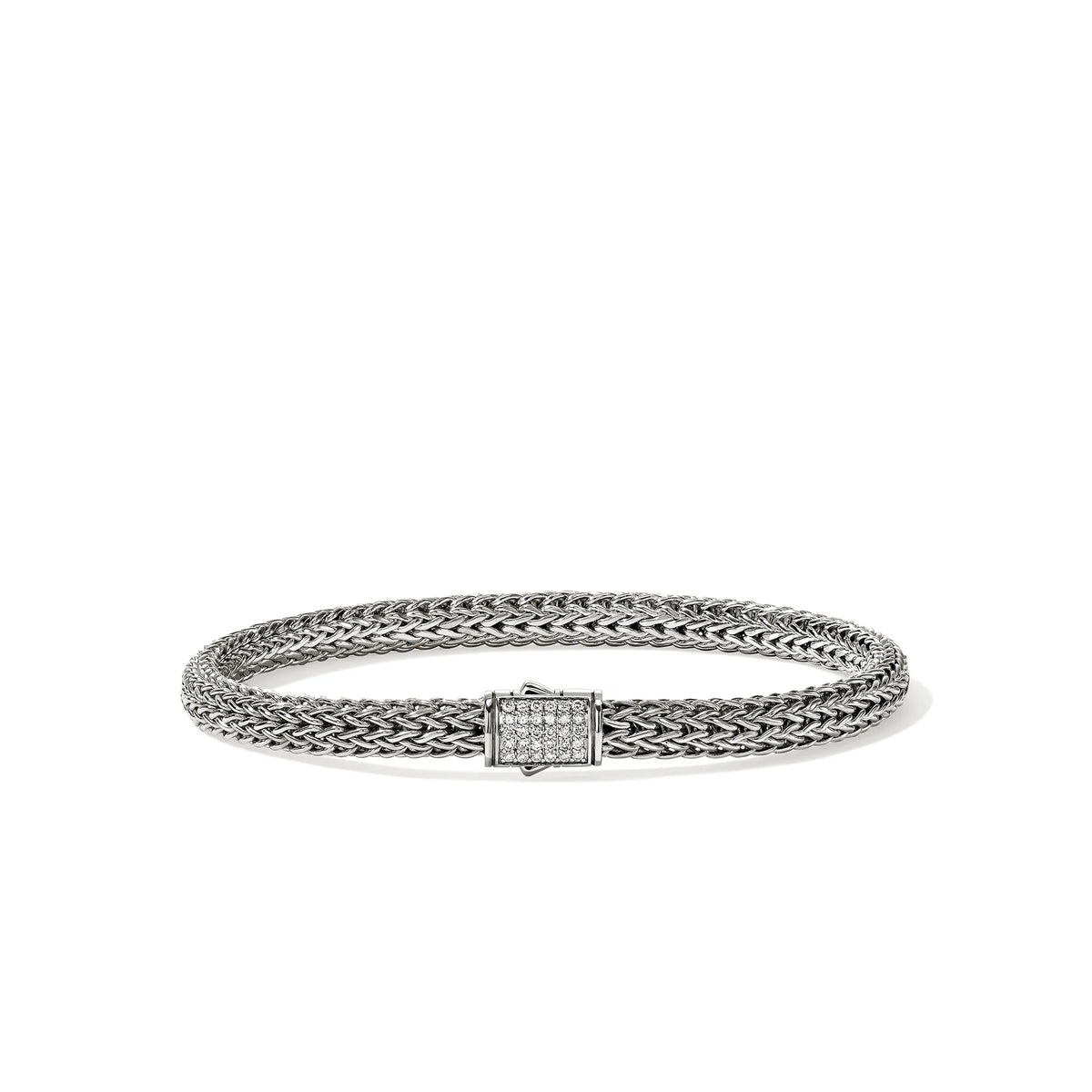 JOHN HARDY ICON BRACELET, STERLING SILVER, DIAMONDS, 5MM