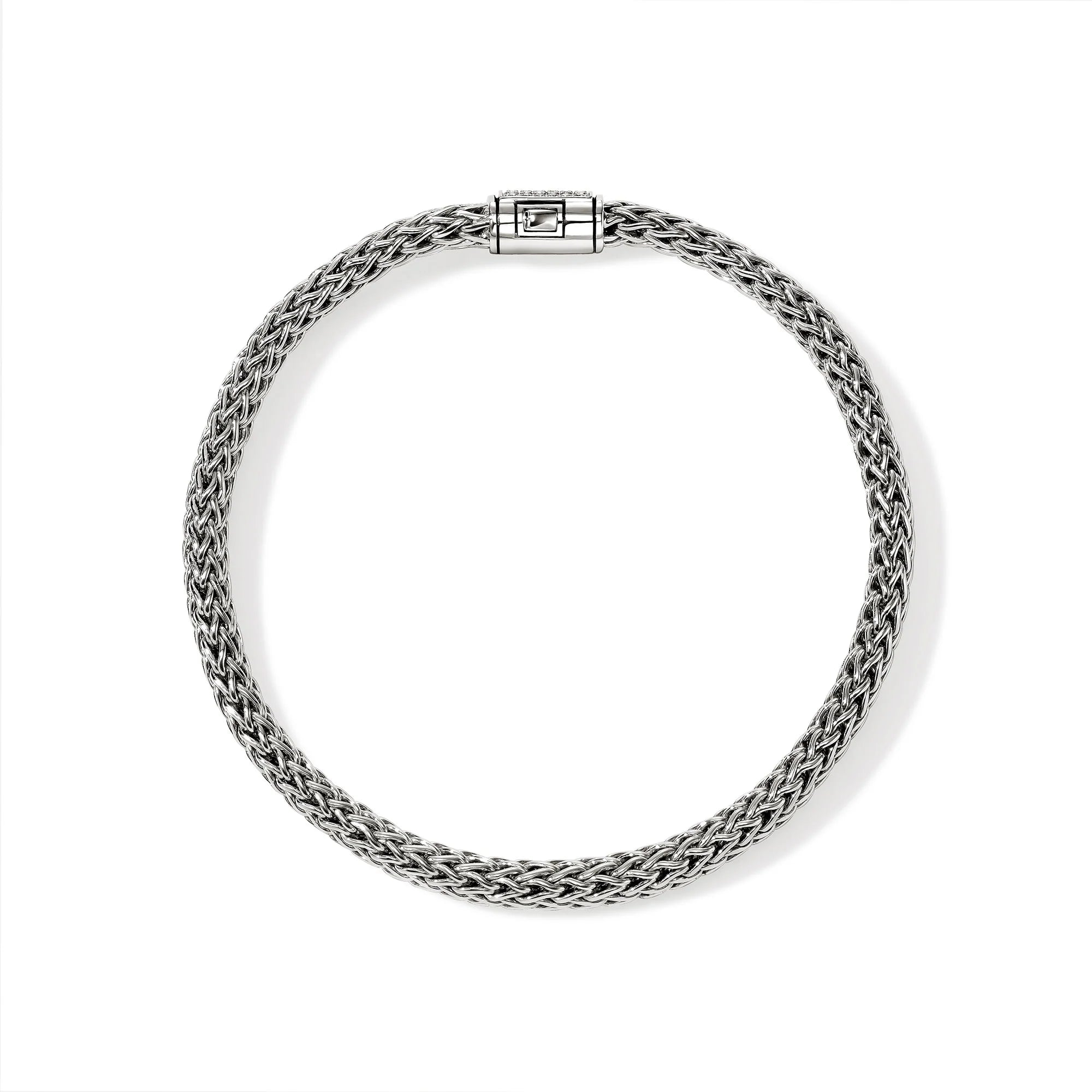 JOHN HARDY ICON BRACELET, STERLING SILVER, DIAMONDS, 5MM