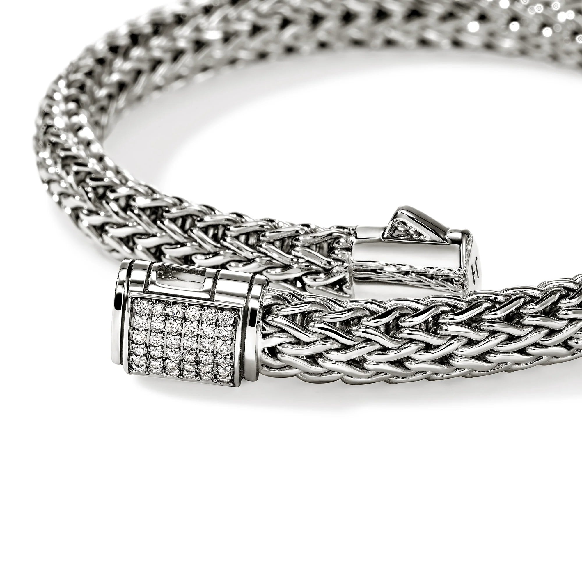 JOHN HARDY ICON BRACELET, STERLING SILVER, DIAMONDS, 6.5MM