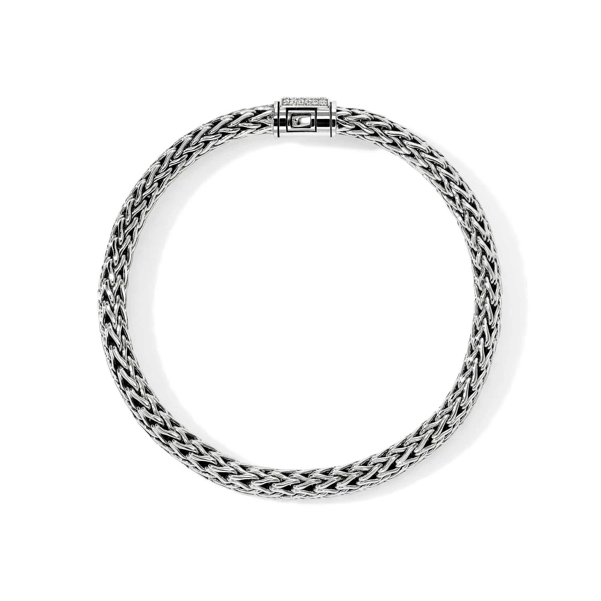JOHN HARDY ICON BRACELET, STERLING SILVER, DIAMONDS, 6.5MM