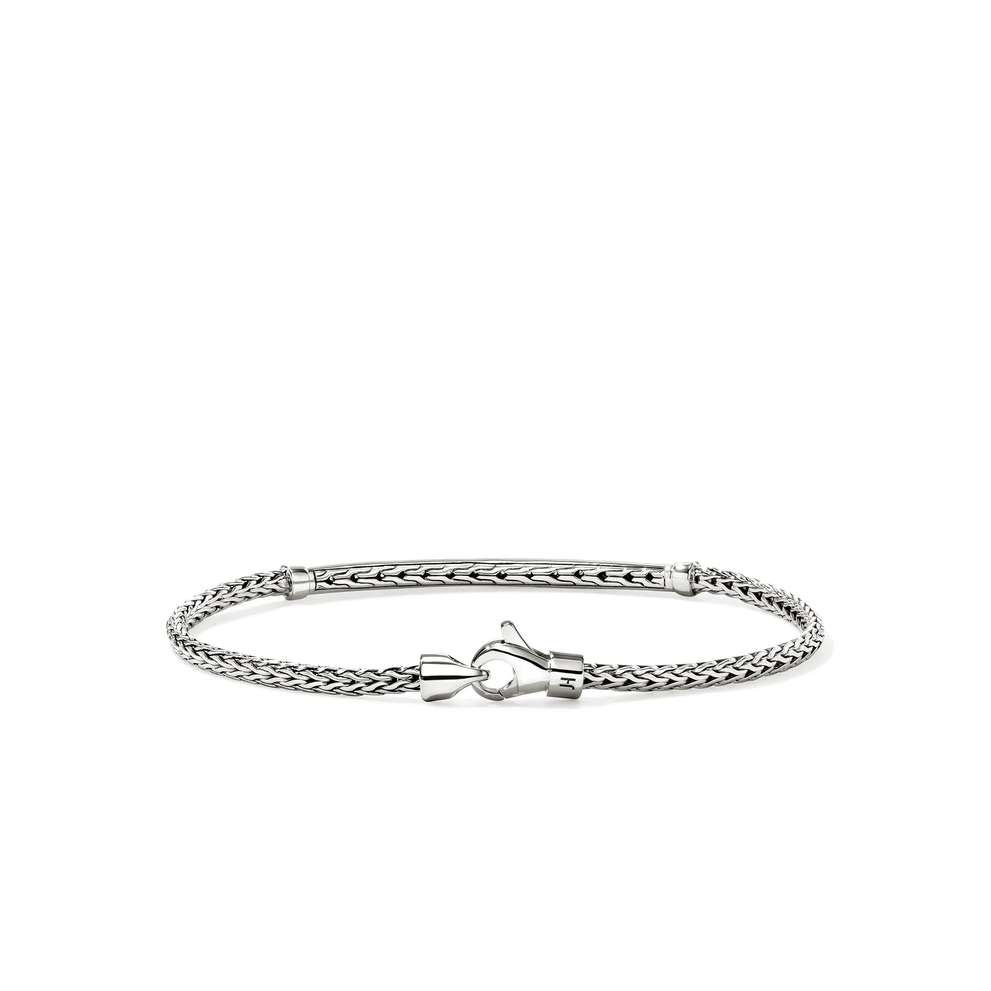 JOHN HARDY ESSENTIALS SILVER 2.5MM BRACELET WITH BLUE SAPPHIRES WITH LOBSTER CLASP, SIZE S.