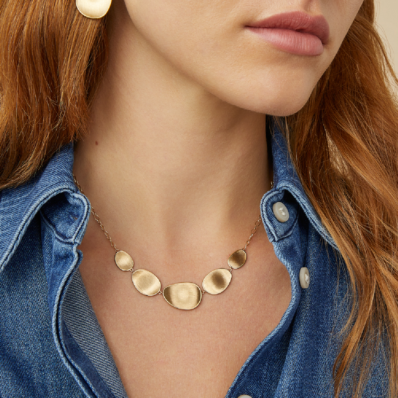 MARCO BICEGO 18K YELLOW GOLD LUNARIA NECKLACE WITH ADJUSTABLE CHAIN