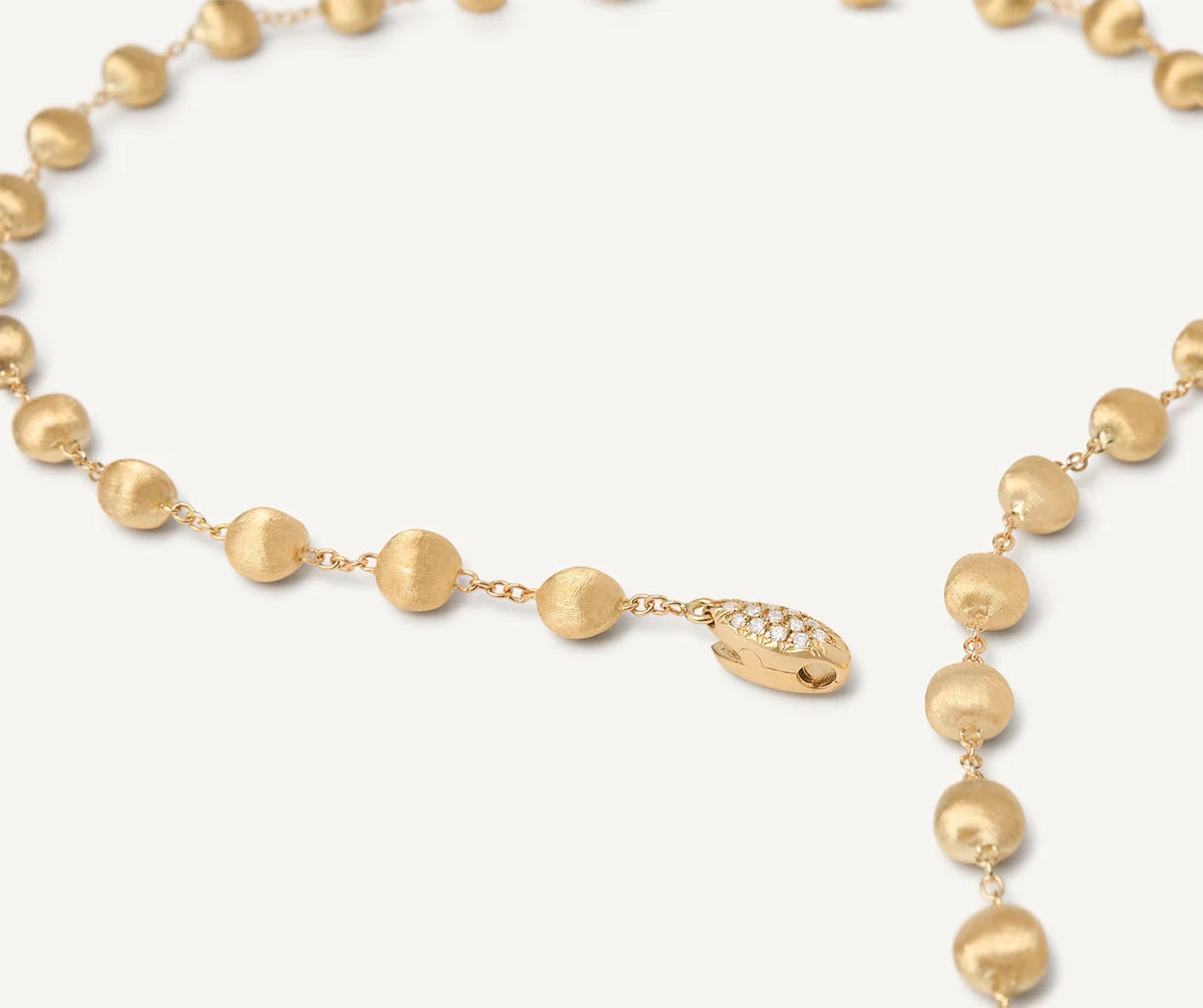 MARCO BICEGO AFRICA 18K YELLOW GOLD NECKLACE WITH PAVE DIAMOND STATION 0.10 TW