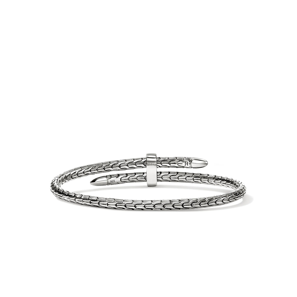 JOHN HARDY SPEAR FLEX CUFF, STERLING SILVER, BLACK SAPPHIRE, 4MM, MEDIUM