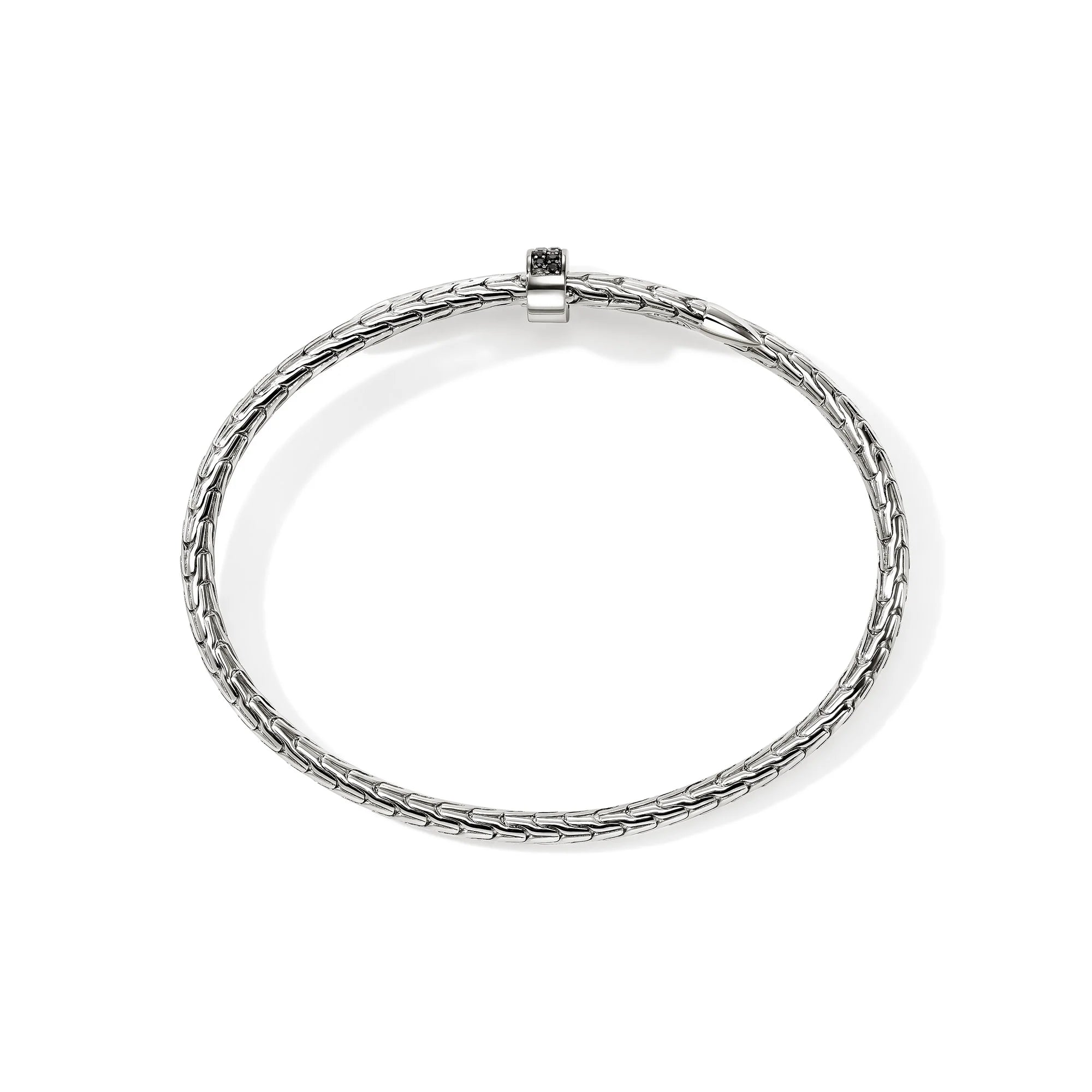 JOHN HARDY SPEAR FLEX CUFF, STERLING SILVER, BLACK SAPPHIRE, 4MM, SMALL