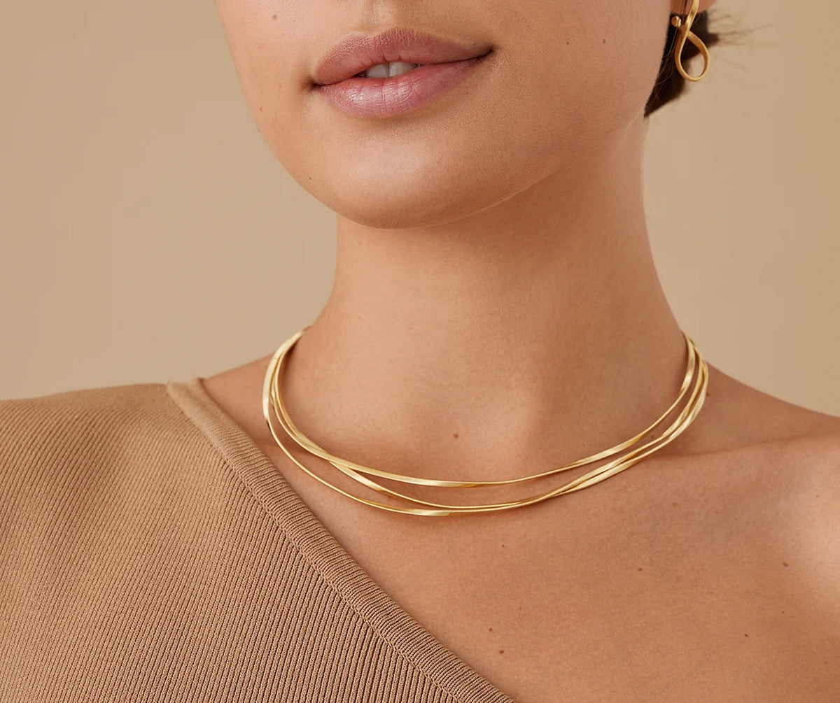 MARCO BICEGO MARRAKECH 18K YELLOW GOLD TWIST THREE STRAND NECKLACE