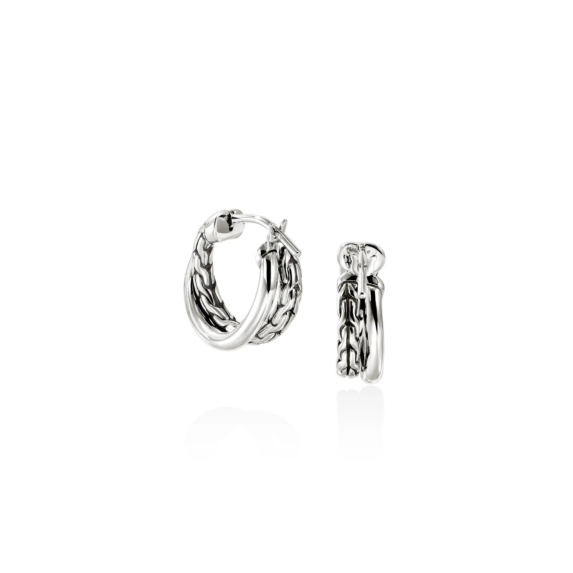 JOHN HARDY ESSENTIAL CROSSOVER HOOP EARRING, STERLING SILVER, 14.5MM