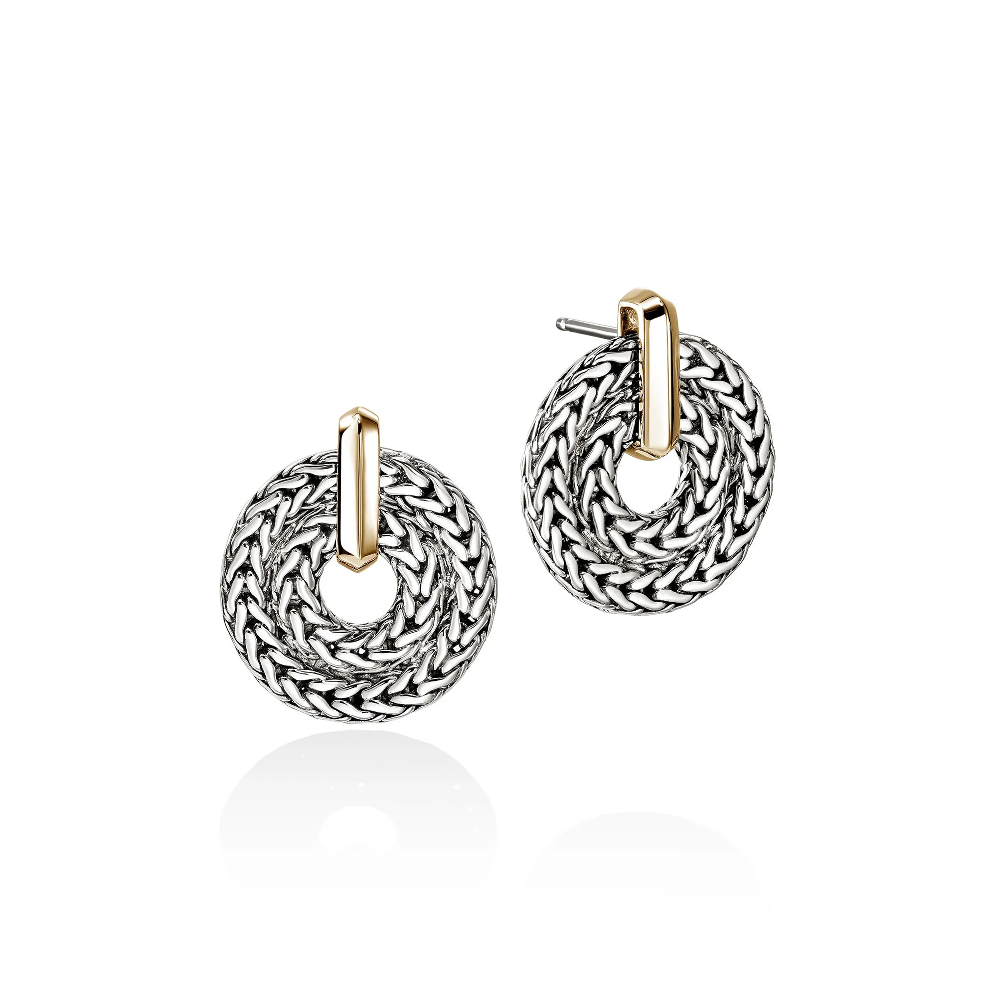JOHN HARDY ICON LINK EARRINGS, GOLD, STERLING SILVER, 22MM