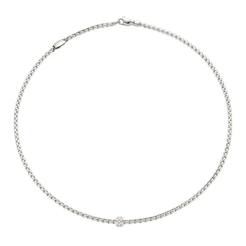 FOPE 18K WHITE GOLD EKA NECKLACE DIAMOND RONDEL 0.19CT TW.