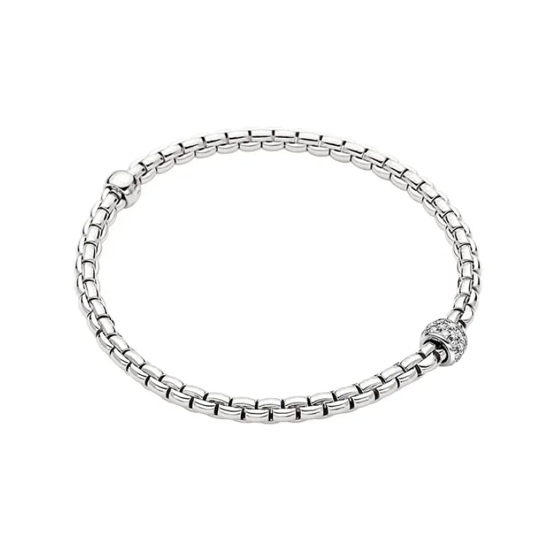 FOPE 18K WHITE GOLD EKA BRACELET WITH ONE DIAMOND ACCENTED STATION, 0.19CT TW