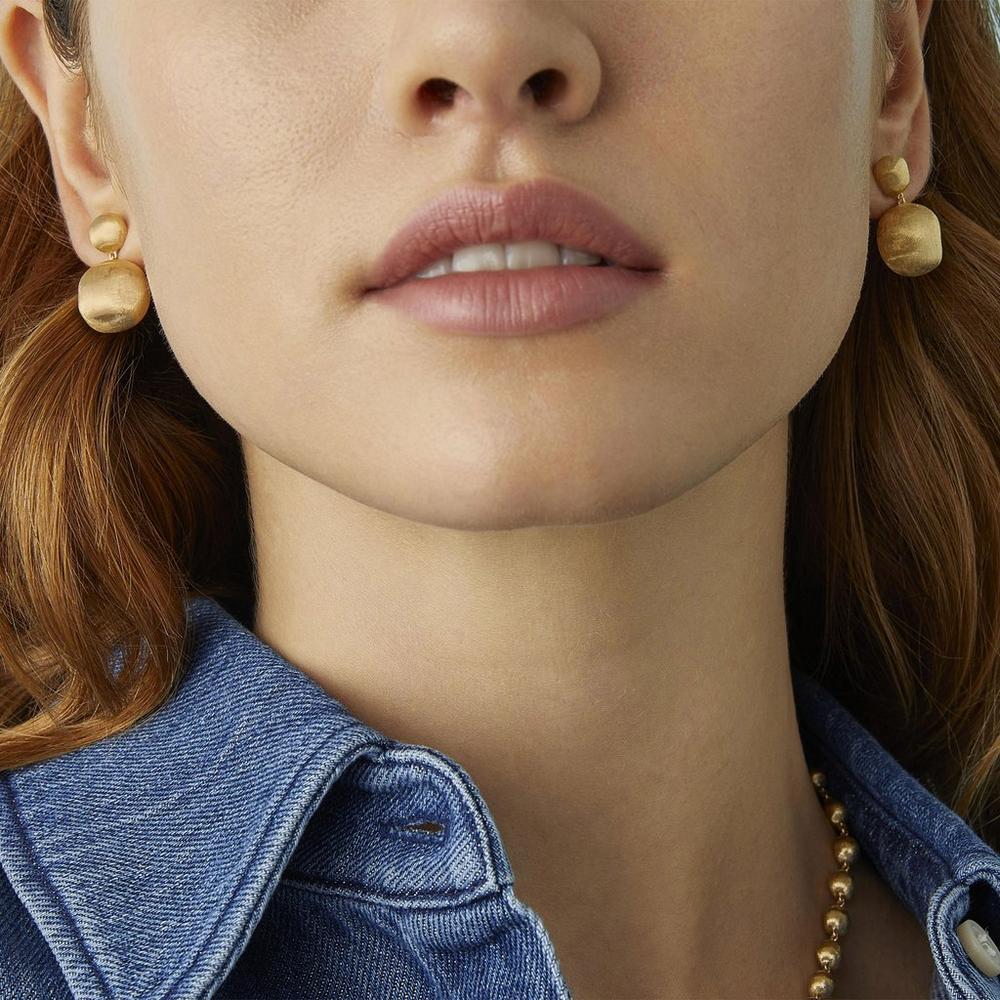 MARCO BICEGO 18K YELLOW GOLD AFRICA TWO-BEAD DROP EARRINGS