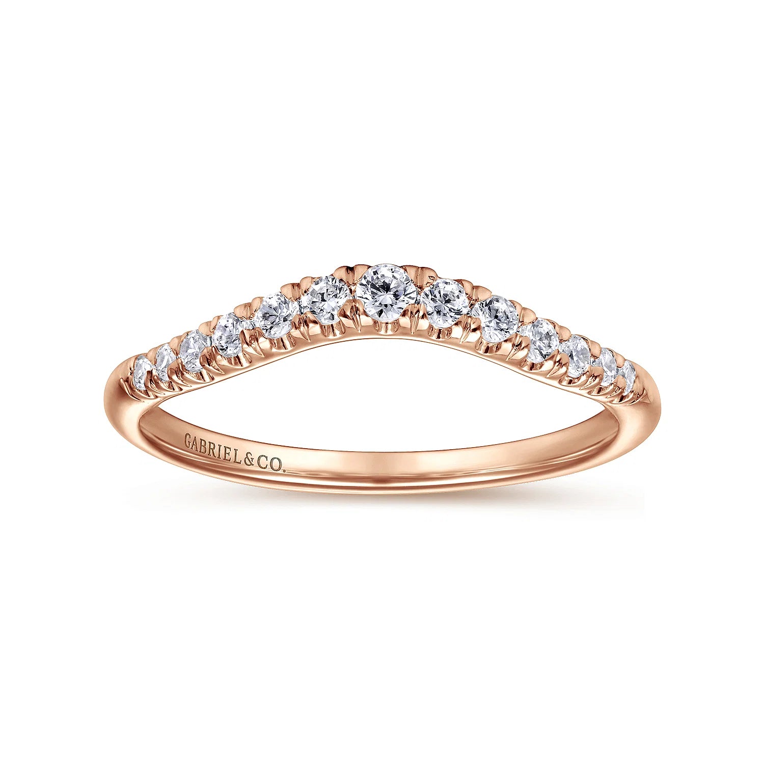 Annecy Curved French Pavé Diamond Wedding Band