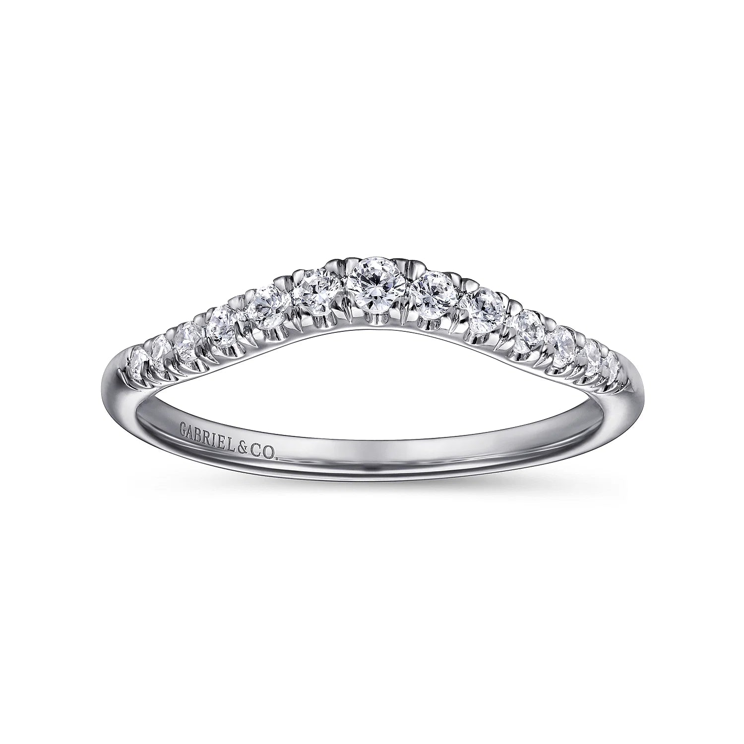 Annecy Curved French Pavé Diamond Wedding Band