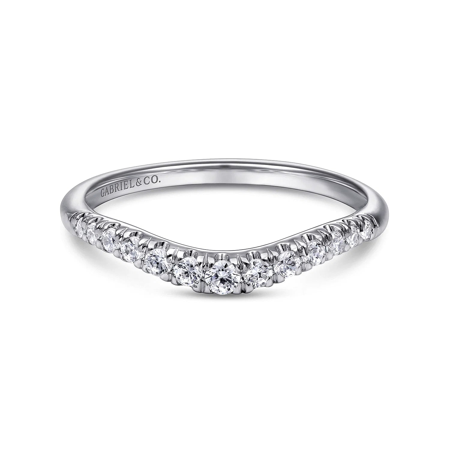 Annecy Curved French Pavé Diamond Wedding Band