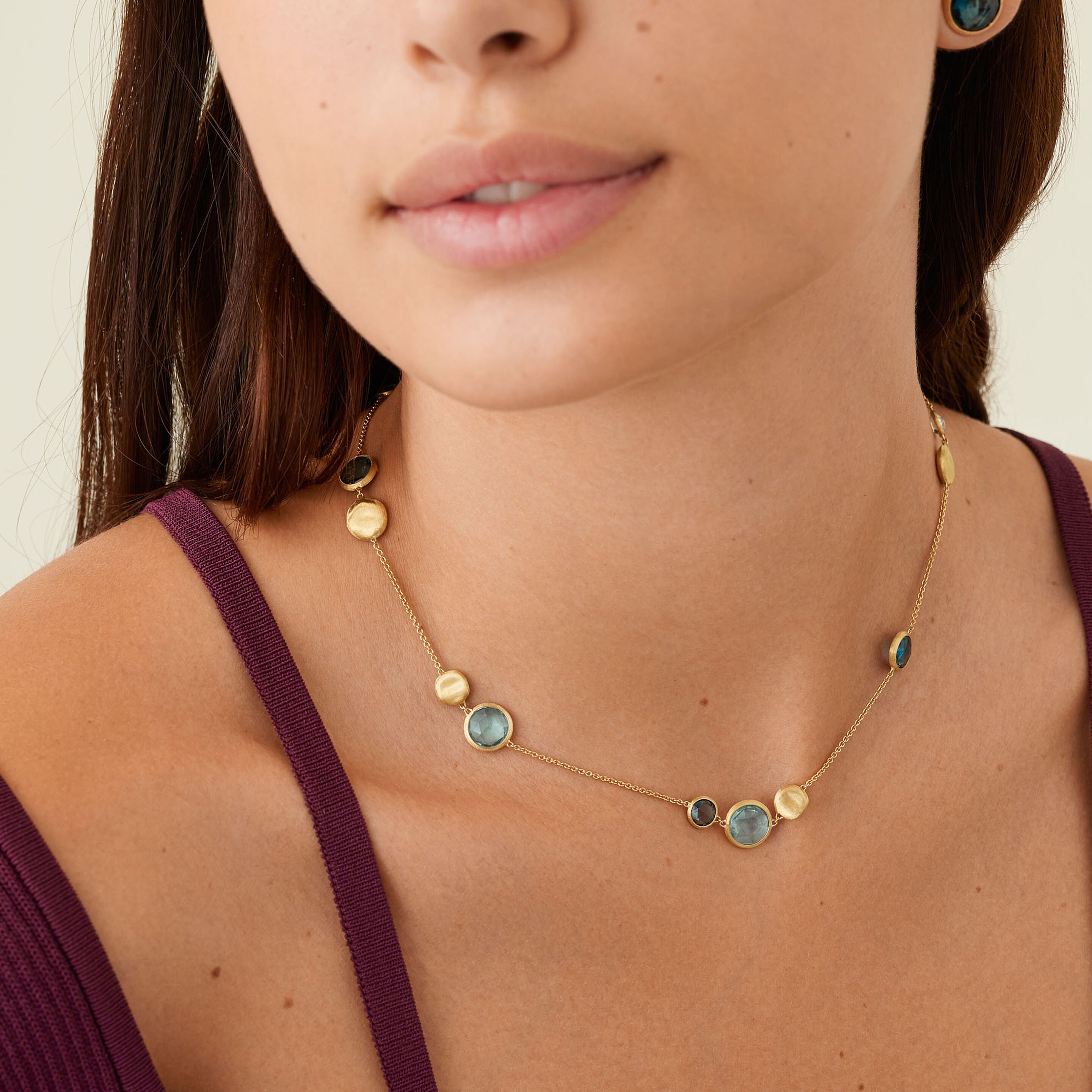 MARCO BICEGO JAIPUR 18K YELLOW GOLD AND BLUE TOPAZ NECKLACE