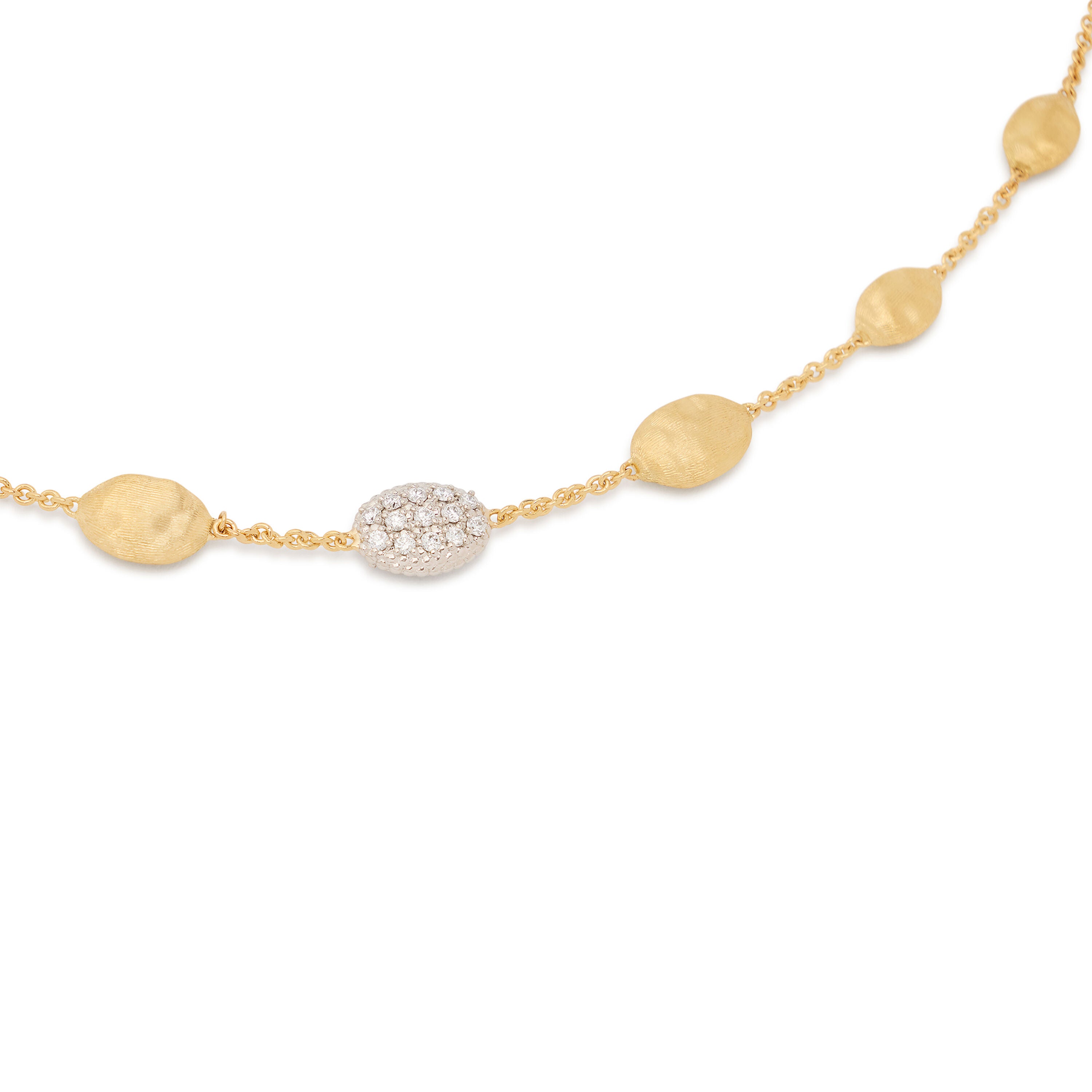 MARCO BICEGO SIVIGLIA SMALL BEAN 18K YELLOW GOLD NECKLACE WITH DIAMOND ACCENT 0.17 CTTW